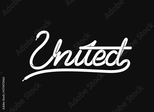 United letter shoelace calligraphy unique and creative on black background