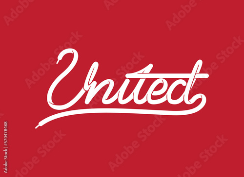 United letter shoelace calligraphy unique and creative on red background