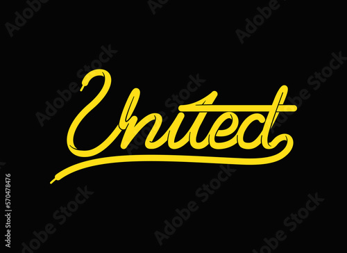 United letter shoelace calligraphy unique and creative on black background
