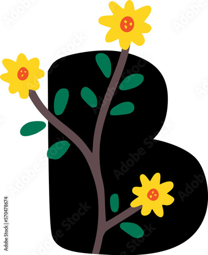 Spring Bloom Flower Letter B