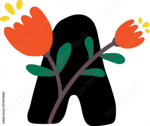 Spring Bloom Flower Letter A