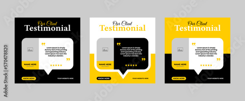 Clients or customer testimonial social media post design. Customers service feedback review post or web banner.	