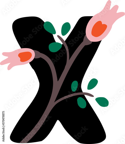 Spring Bloom Flower Letter X