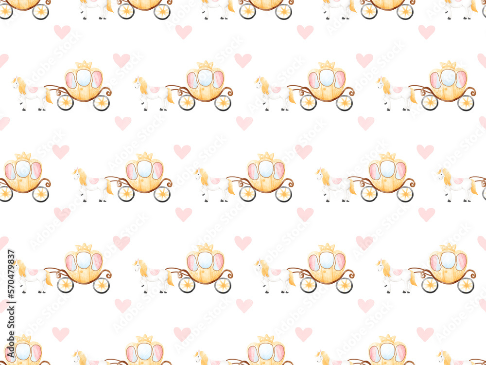 Cute Princess Castle Palace Pattern Background 