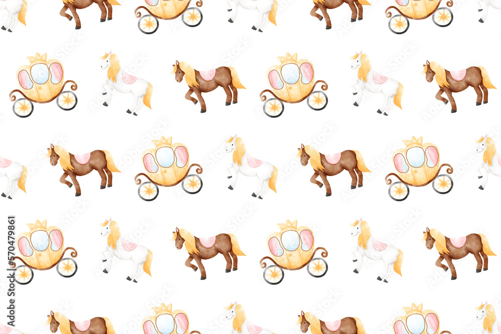 Obraz premium Cute Princess Castle Palace Pattern Background 