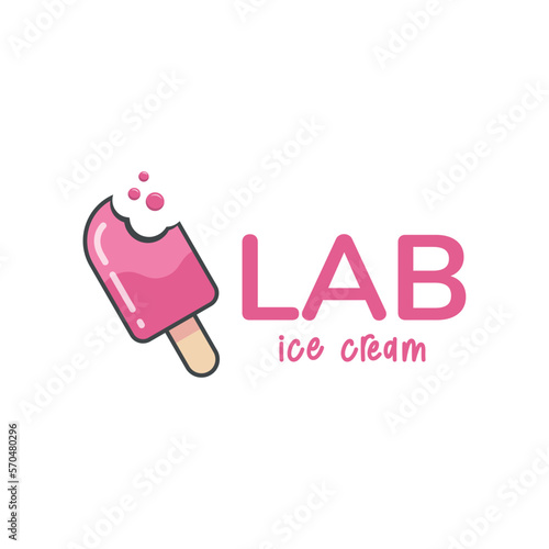 Lab Ice Cream Logo Design Template with ice cream icon. Perfect for business, company, mobile, app, restaurant, etc