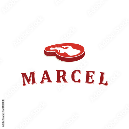 Marcel Meat Logo Design Template with meat icon. Perfect for business, company, mobile, app, restaurant, etc