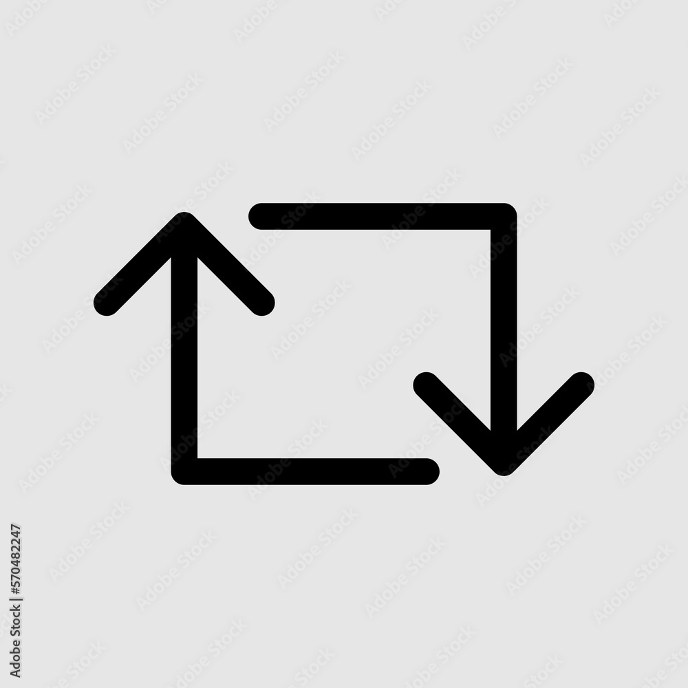 Retweet arrows symbol flat vector trendy style illustration on gray background..eps