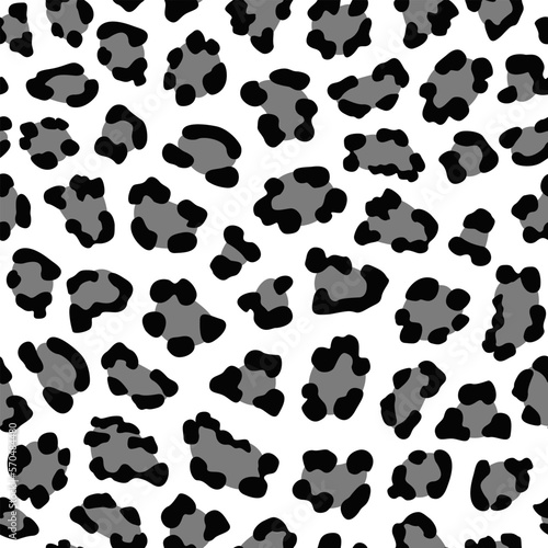 Animal Print. Leopard print. Black and white animal pattern. Monochrome leopard spots seamless pattern. good for fabric, fashion design, fur, summer dress, coat, background, textile.