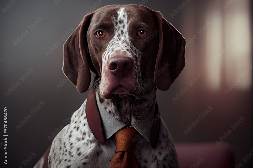 German Shorthaired In A Suit Looking Dapper Generative AI