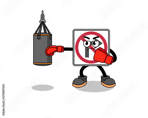 Illustration of no right turn road sign boxer