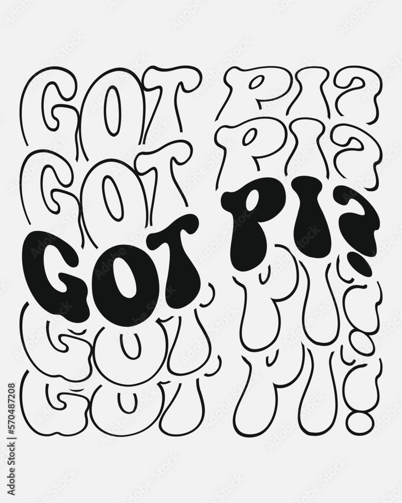 Fototapeta premium Got pi interrogative phrase retro groovy wavy repeat text Mirrored typographic art on white background