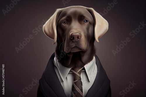 Labrador Retriever In A Suit Ready For Business Generative AI
