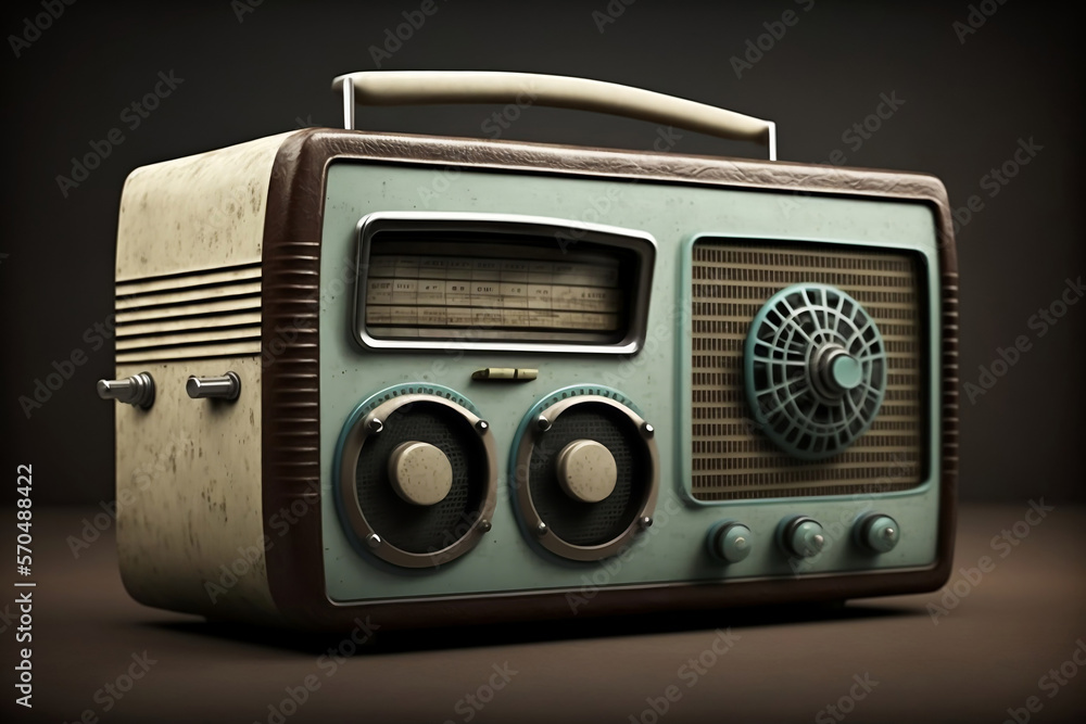 Fototapeta premium Old retro radio Realistic illustration of an old radio receiver of the last century generated by AI