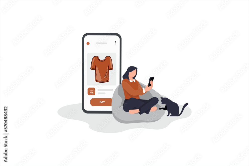 Online shopping. paid for mobile banking, Online order flat illustration. internet store