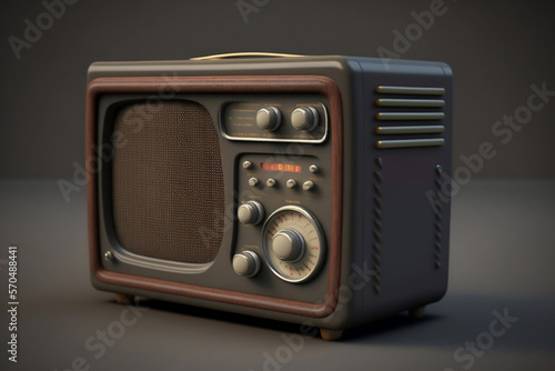 Old retro radio Realistic illustration of an old radio receiver of the last century generated by AI
