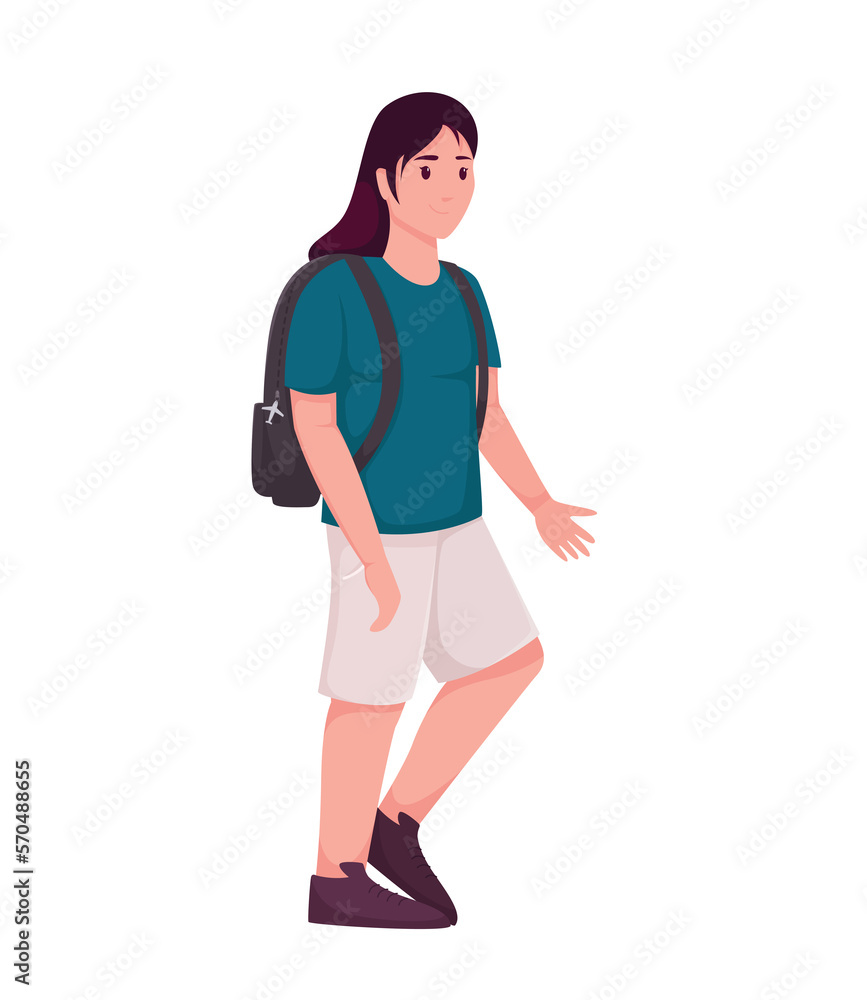 character woman with backpack illustration character woman with backpack illustration