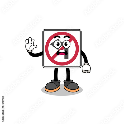 no left turn road sign cartoon illustration doing stop hand