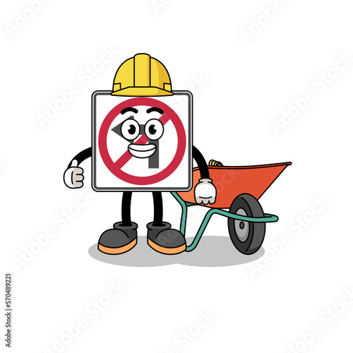 no left turn road sign cartoon as a contractor