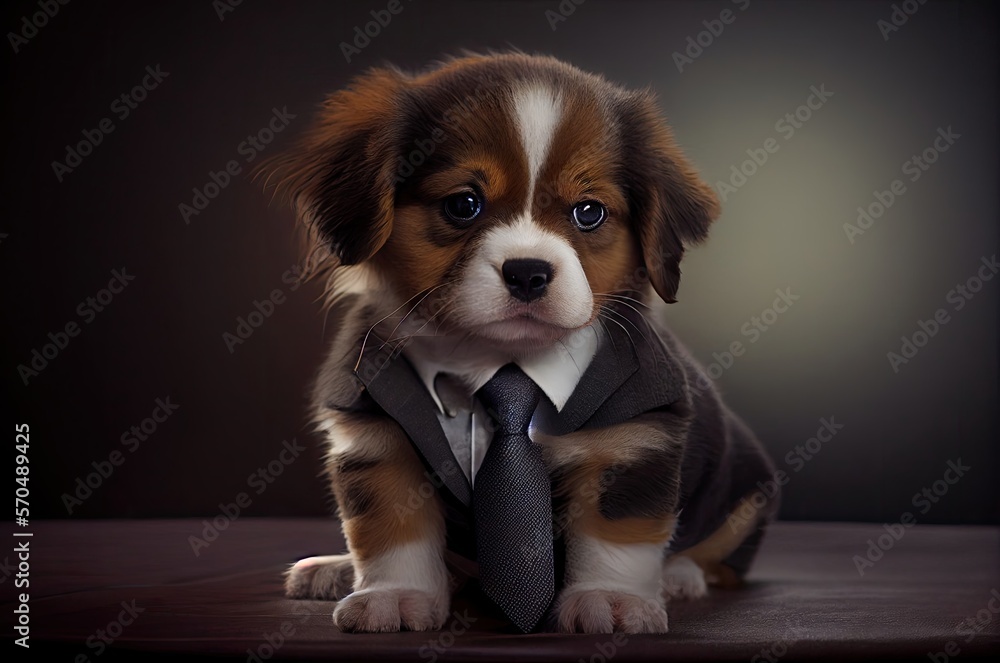 Puppy In A Suit Looking Sharp Generative AI