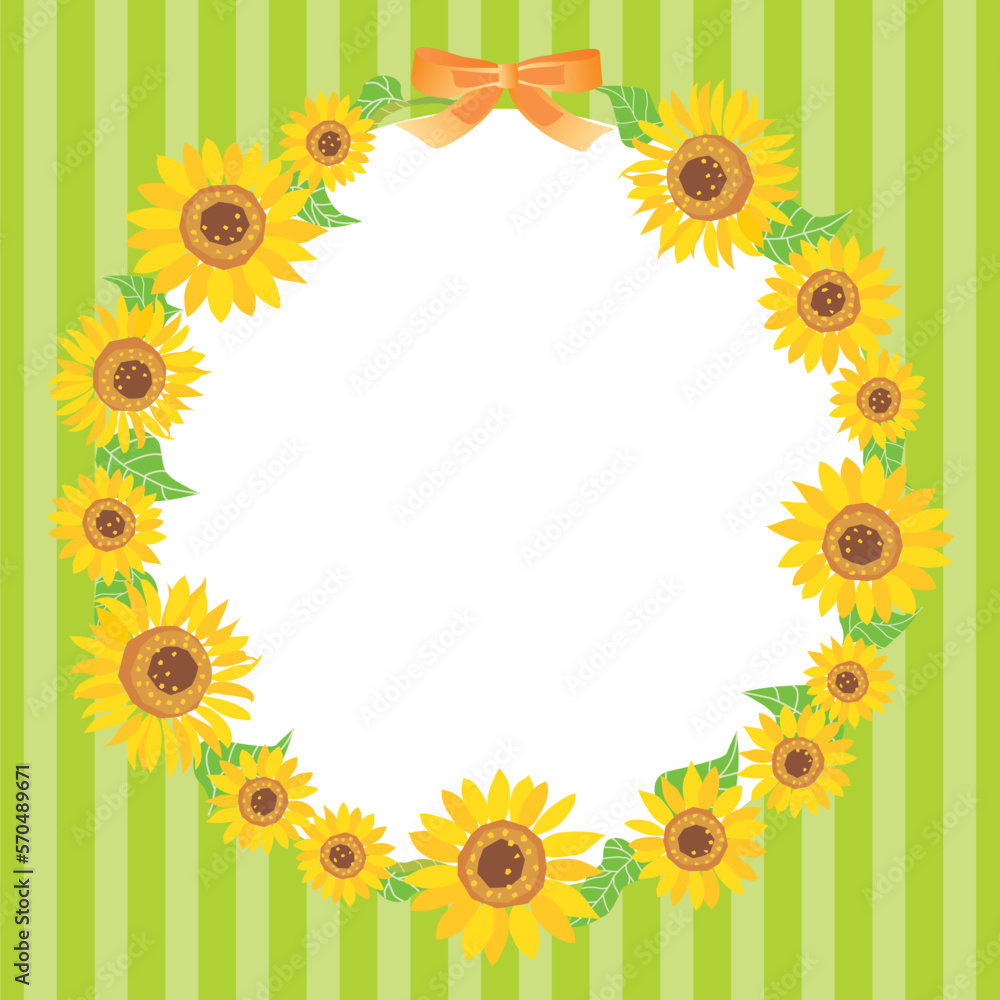 Obraz premium 夏の向日葵のフレームイラスト