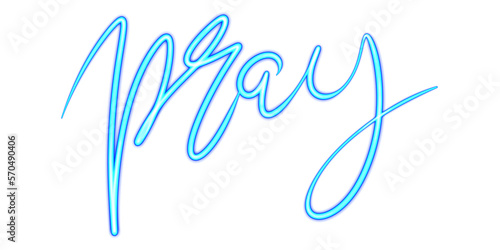 Pray hands typography in blue neon colors