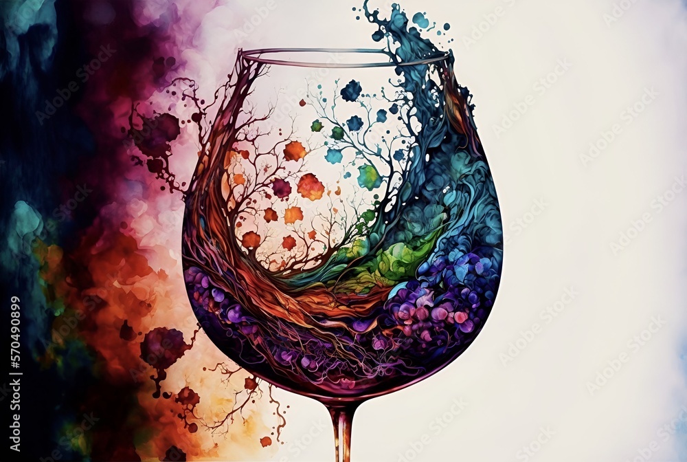 Colorful Stylized Grungy Image of a Wine Glass full of Vines and Grape  Leaves. [Storybook, Fantasy, Historic Scene. Graphic Novel, Anime, Comic,  or Manga Illustration.] Stock Illustration | Adobe Stock