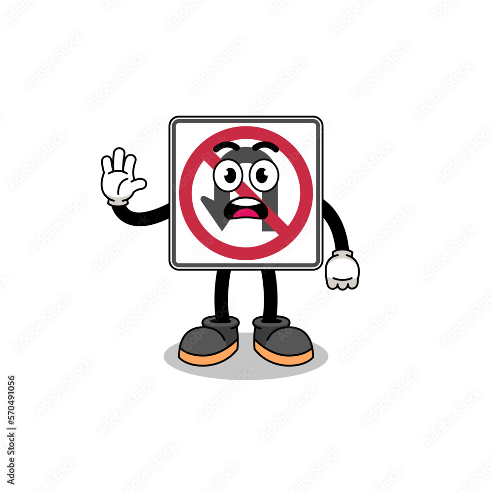 no U turn road sign cartoon illustration doing stop hand no U turn road sign cartoon illustration doing stop hand