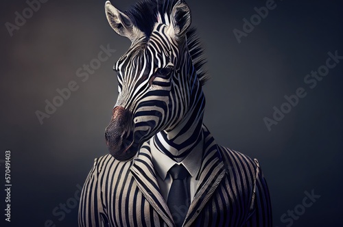 Zebra In A Suit Dressed Well Generative AI