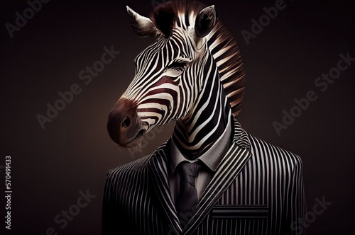 Zebra In A Suit Well Dressed Generative AI