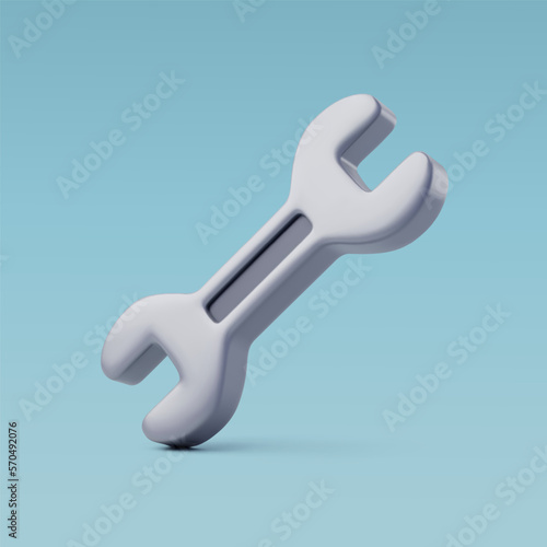 3d Vector Wrench of Metallic Mechanic Tool, Construction and Maintenance Icon for Web Design.