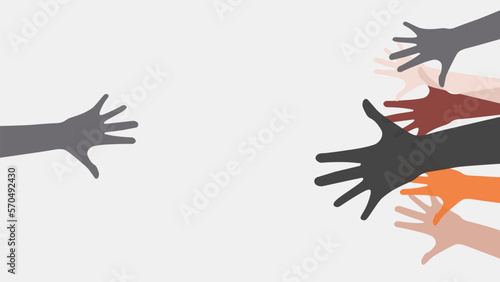 illustration many hand help one hand mean cooperation and solidarity, showing that when we work together and help each other, we can overcome challenges and achieve greater goals, symbol charity, help