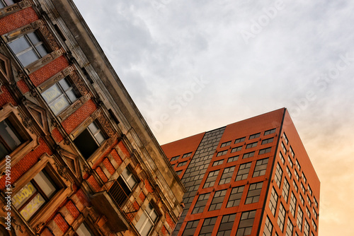 Low angle view of a modern building in Lodz