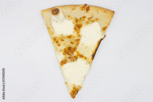 Slice of New York City Style White Pizza on a White Background