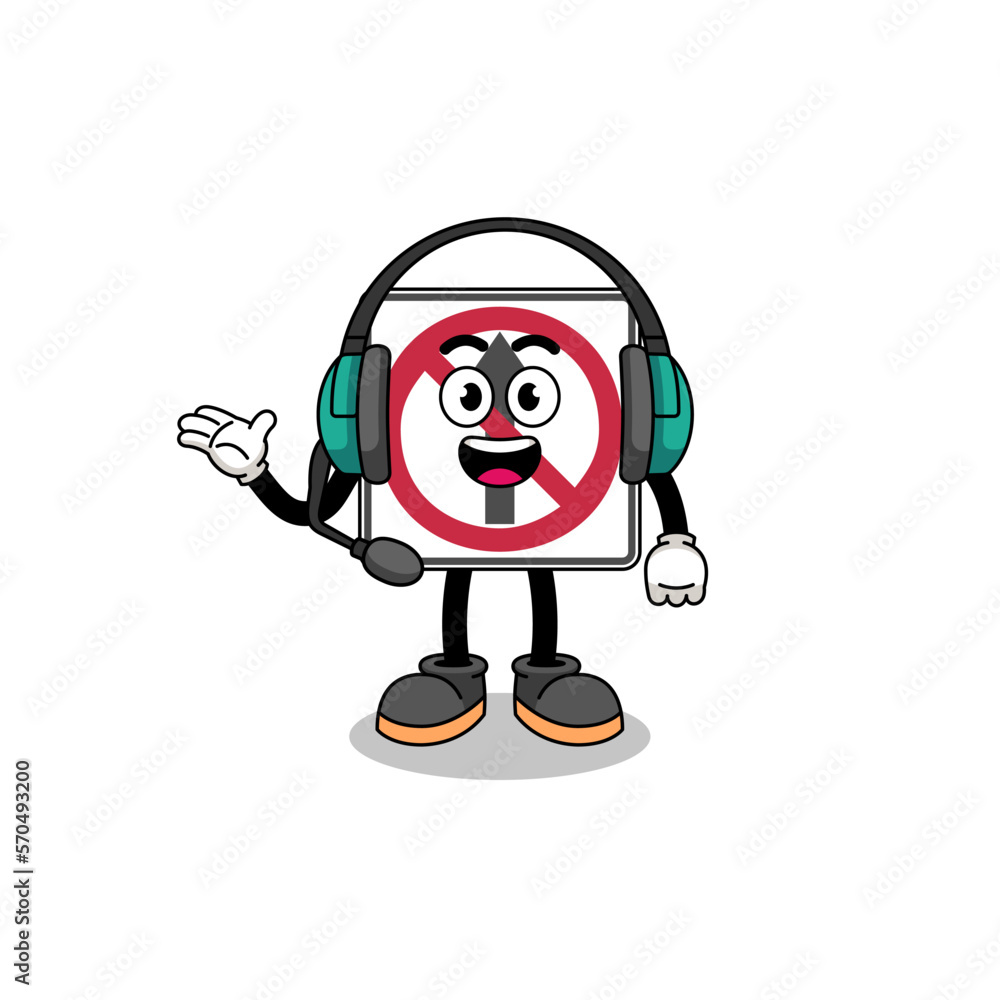 Mascot Illustration of no thru movement road sign as a customer services Mascot Illustration of no thru movement road sign as a customer services