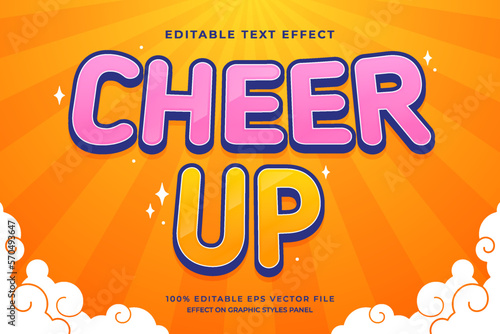 decorative cheer up editable text effect vector design