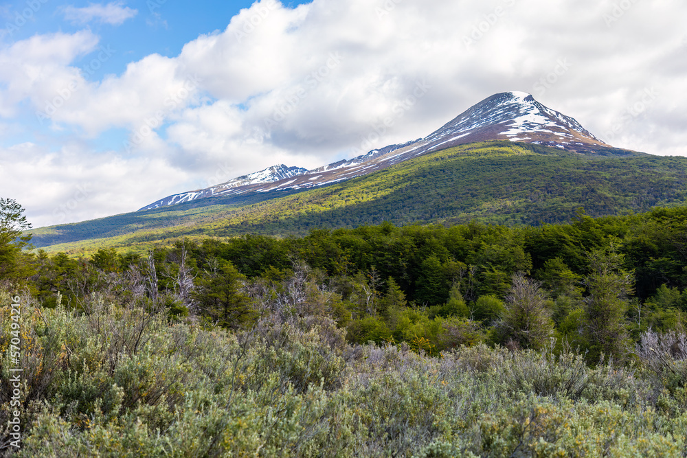 Fototapeta premium Patagonia mountain scene at Tierra del Fuego National Park near Ushuaia Argentina