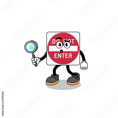Mascot of do not enter road sign searching