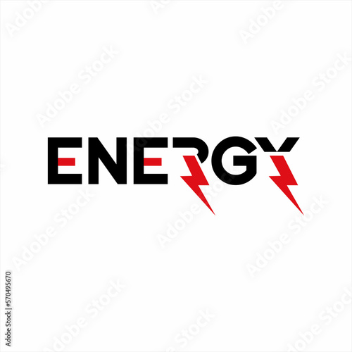Energy word design with thunderbolt symbol on R and Y letters.
