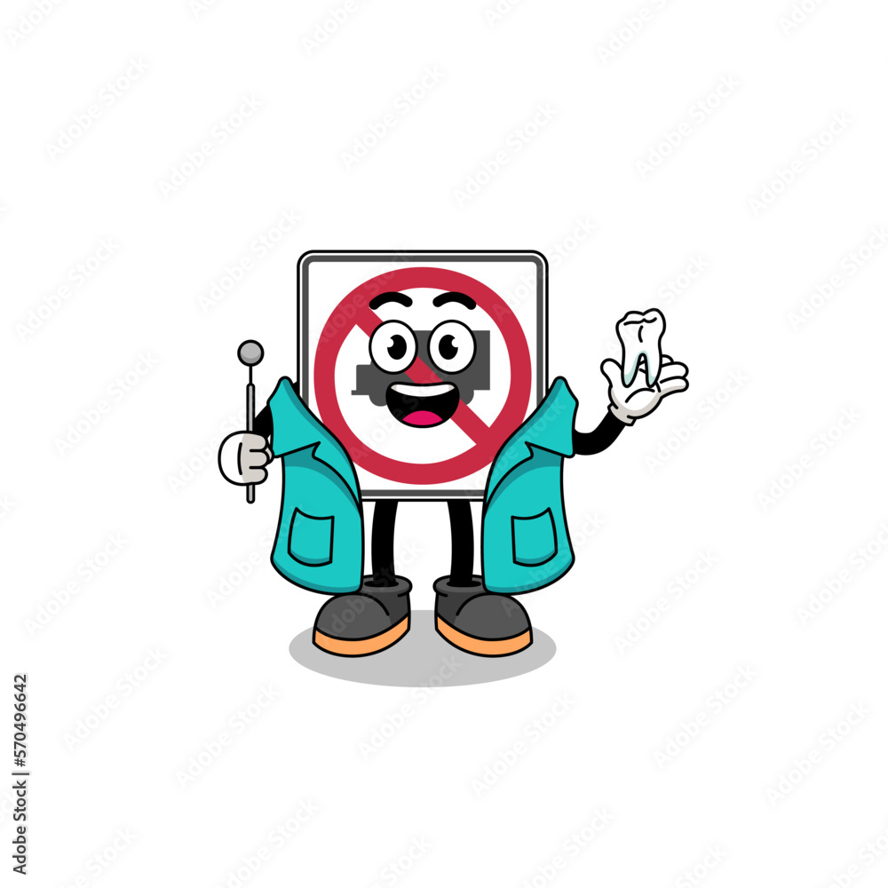 Illustration of no trucks road sign mascot as a dentist Illustration of no trucks road sign mascot as a dentist