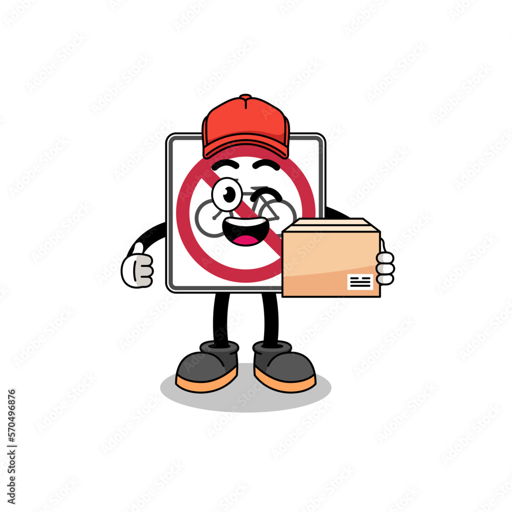 no bicycles road sign mascot cartoon as an courier no bicycles road sign mascot cartoon as an courier