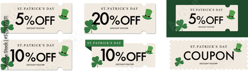 セントパトリックデーセールに使えるベージュのクーポンベクターセット