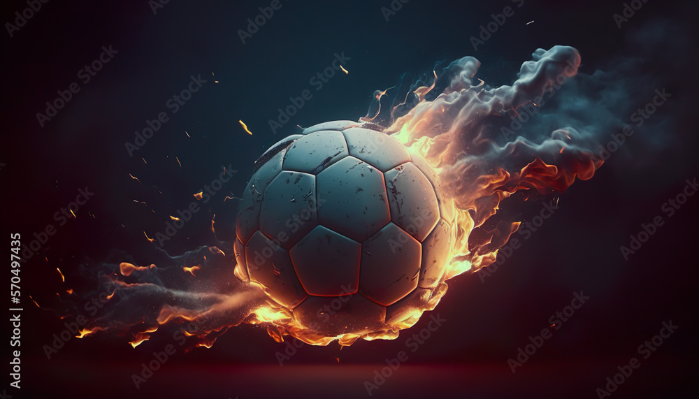 soccer football fire flame flying look like comet