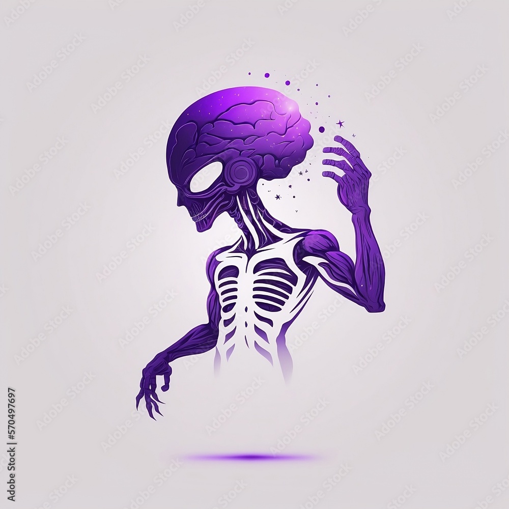 Naklejka premium Minimalist Purple Alien Logo