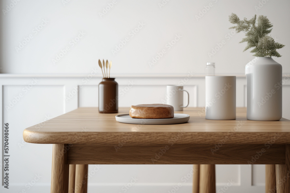 Minimalistic Elegance: A Close-Up Look at a Wooden Table Display With Generative AI Minimalistic Elegance: A Close-Up Look at a Wooden Table Display With Generative AI