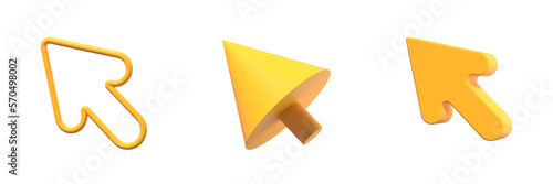 3D element yellow cursor icon isolate on white background. 3d object render illustation. © 8_visual