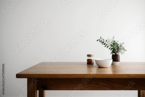 Minimalistic Elegance  A Close-Up Look at a Wooden Table Display With Generative AI