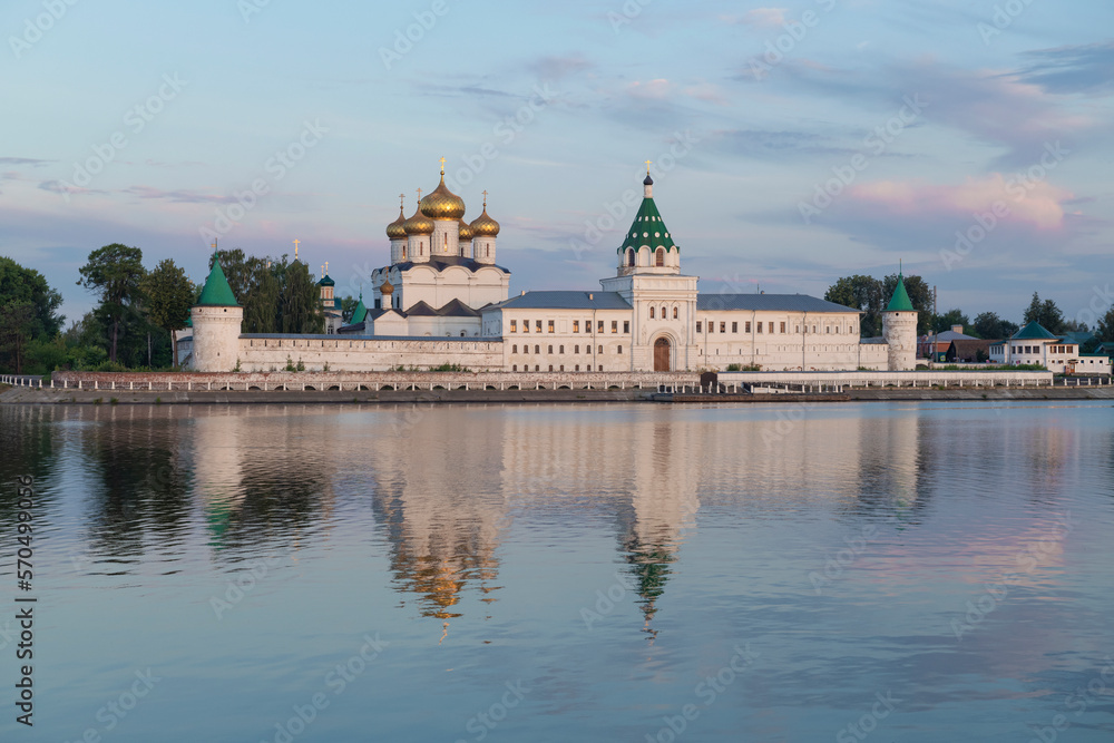 View of the ancient Holy Trinity Ipatiev Monastery in the early August morning. Kostroma, Golden Ring of Russia