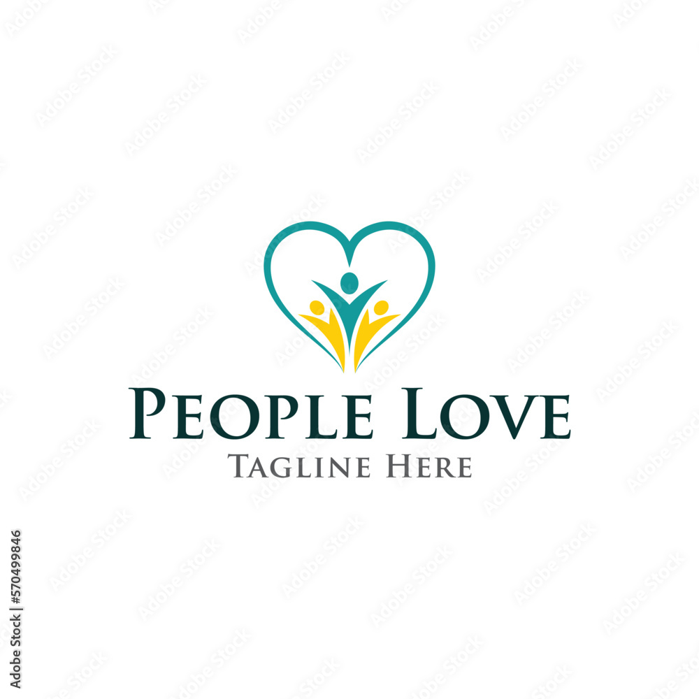 People in Heart Shape Logo Creation