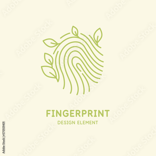 Biometric identification symbol. The flat-style illustration shows a fingerprint in the form of a tree.